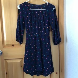 Navy dress with leaves